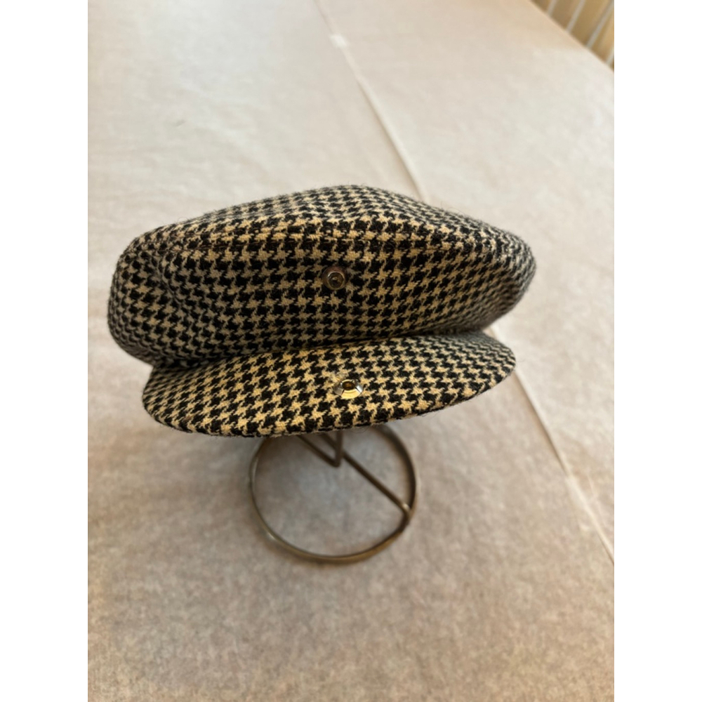 Men’s Carriglan Houndstooth Wool Flat Cap One Size Black White